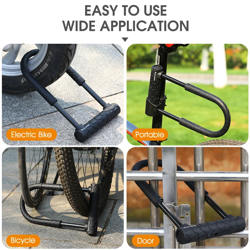 WEST BIKING Alloy Steel Bicycle U Lock Portable MTB Road Bike Motorcycle Strength Anti-theft Safety Padlock Cycling Accessories