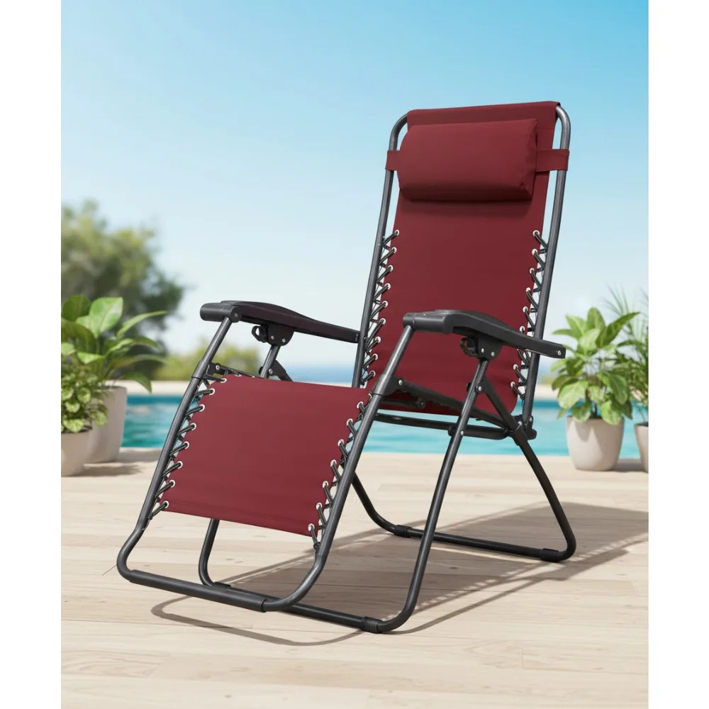 

Складное кресло с откидной спинкой для взрослых с нулевой гравитацией, регулируемый подголовник, портативный кемпинг, бассейн, патио, гостиная