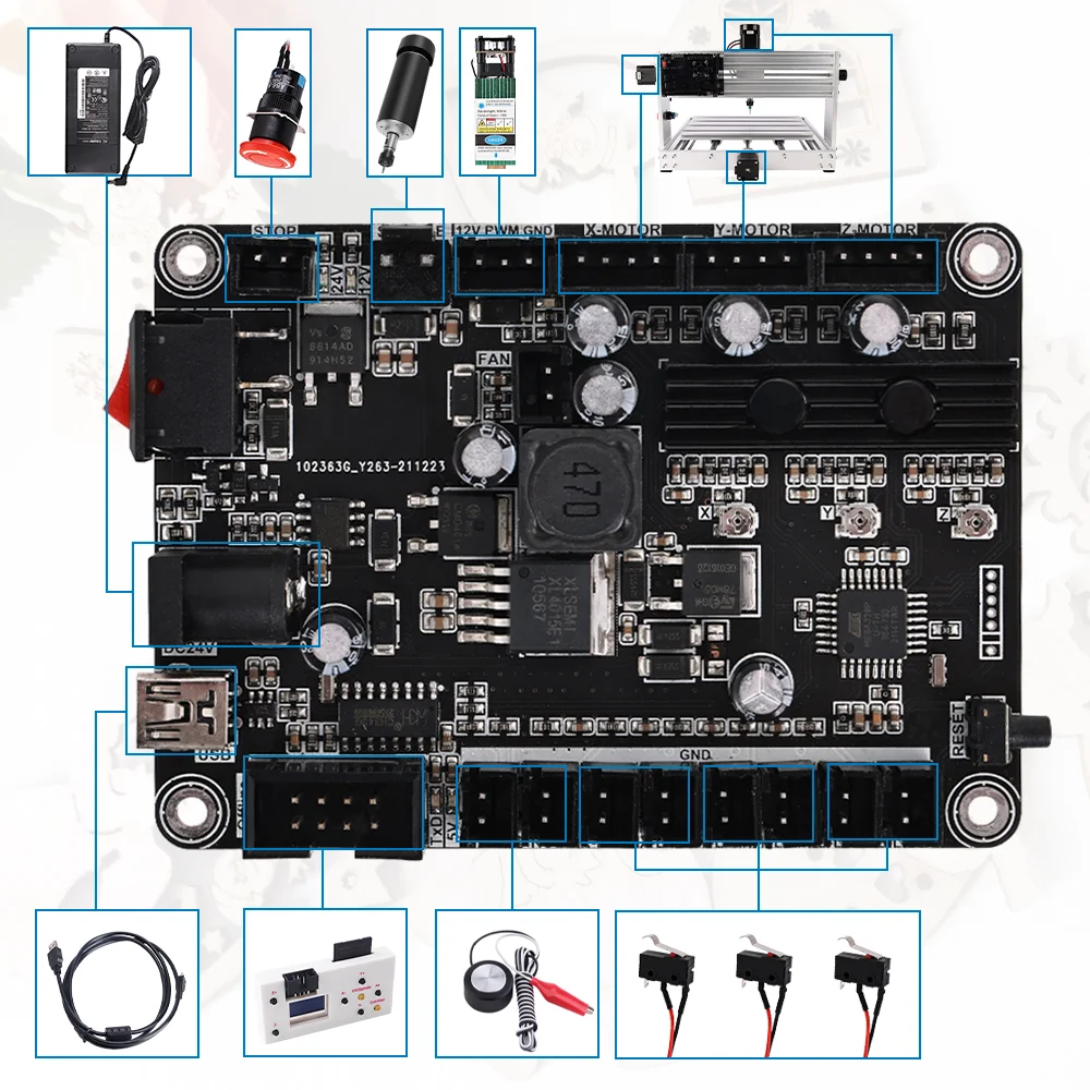 Máquina de grabado de Metal CNC 3018 Pro Max, Control GRBL, husillo de 200w, enrutador de madera de 3 ejes, grabador láser DIY, fresadora, corte MDF