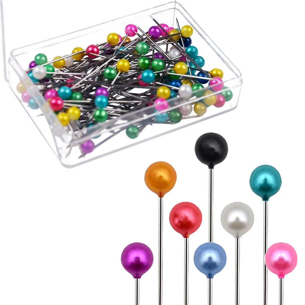 100 Stück 38mm bunte runde Perlennadeln, gerade Stecknadeln zum Nähen, für Schneiderei, DIY-Nähwerkzeuge, Positionierung