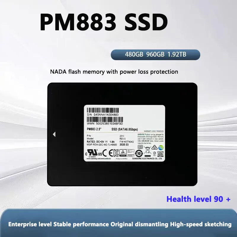 Original Dismantling Enterprise Grade U.2 PM883 480G/960G/1.92T SATA Interface SSD SSD Desktop Computer SSD