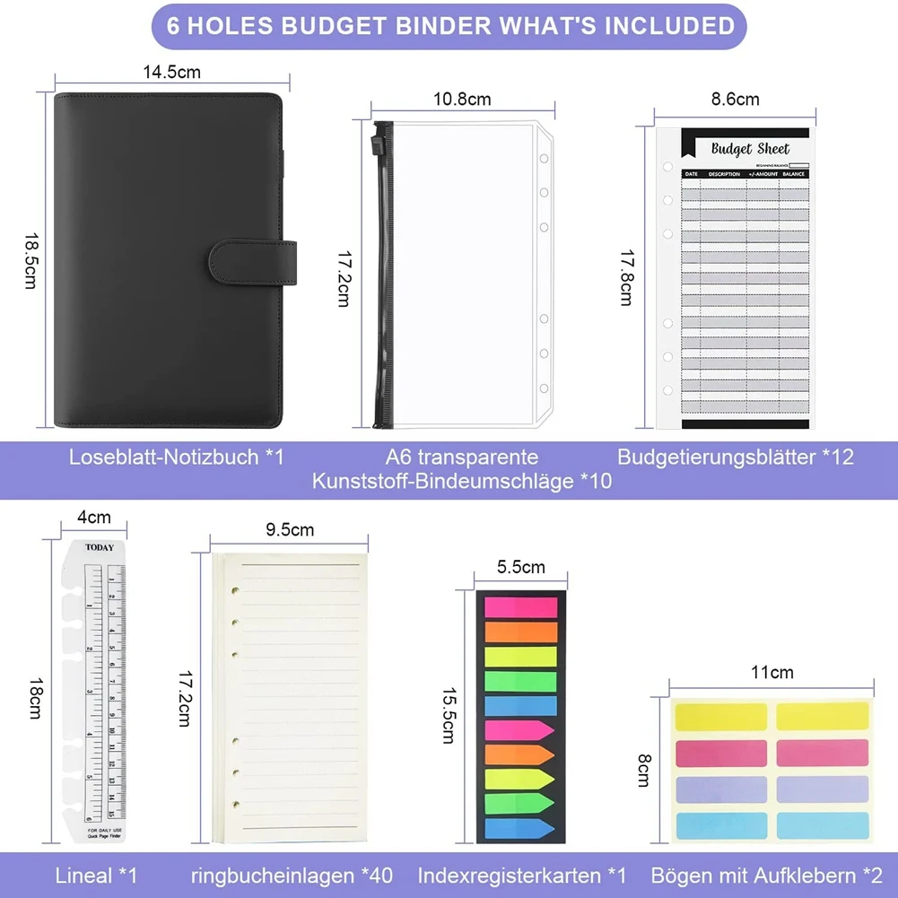 AP-A6 예산 바인더, 현금용 A6 머니 오거나이저, 현금 봉투가 포함된 예산 바인더, 돈용 예산 봉투 오거나이저