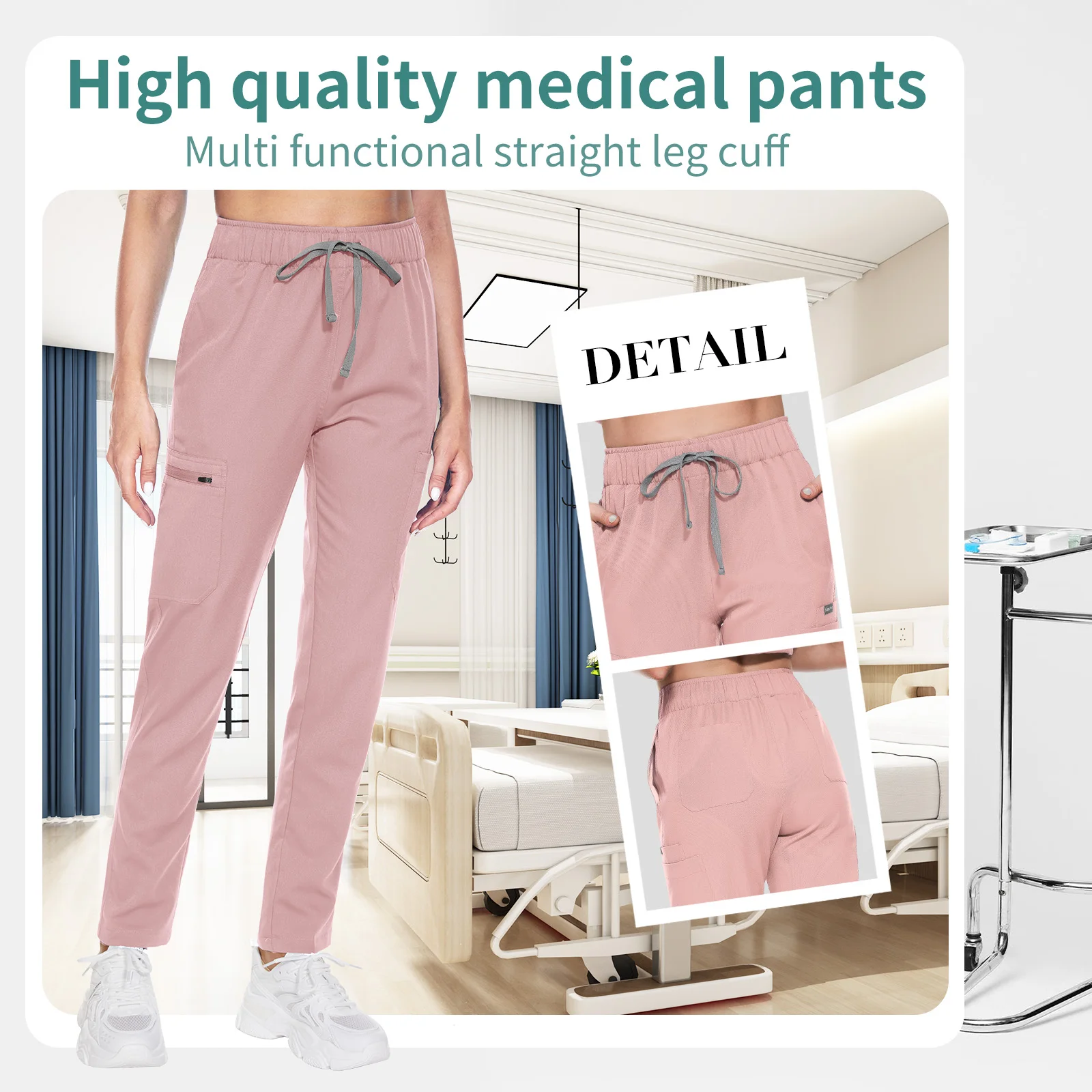 High Quality Spa Uniform Beauty and Health Workwear Hospital Scrub Pants with Pocket Pharmacist Work Bottom Dentistry Nurse Pant