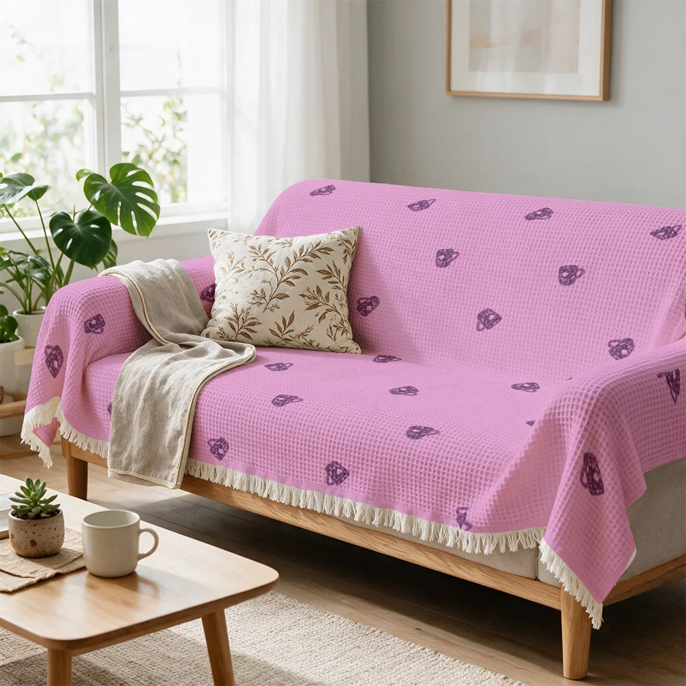 Chunky Knit Pink Floral Sofa Throw Blanket Cover for Couch Living Room Decor Accent Cozy Throw Seasonal Bedding Gifts