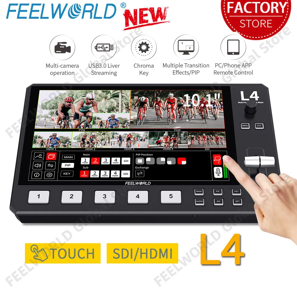 FEELWORLD L4 Switcher 5-Channel Multi-Camera 10.1\