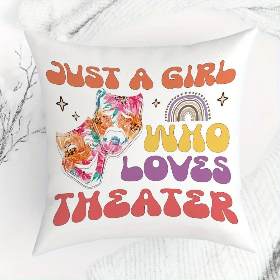 Theater Themed Pillow Cover Ultra Soft Plush Cushion Case Hidden Zipper Pink Orange Purple Teal Machine Washable Sofa Decor