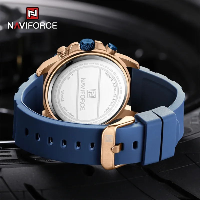 NAVIFORCE Brand Luxury Men\'s Watches Casual Sport Chronograph Silicone Strap Date Waterproof Quartz Wristwatch Relogio Masculino