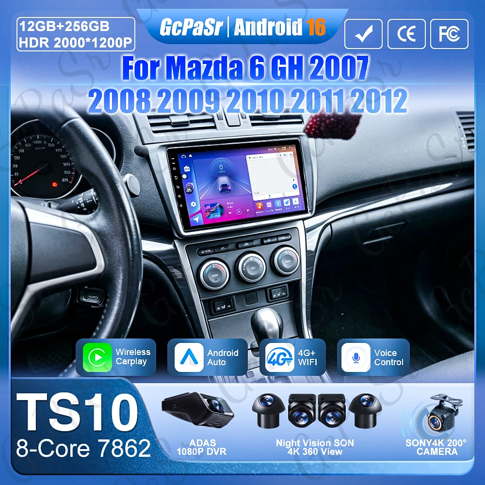 Carplay For Mazda 6 GH 2007 2008 2009 2010 2011 2012 5G Wifi Car Radio Display GPS Navigation Automotive Multimedia BT Screen