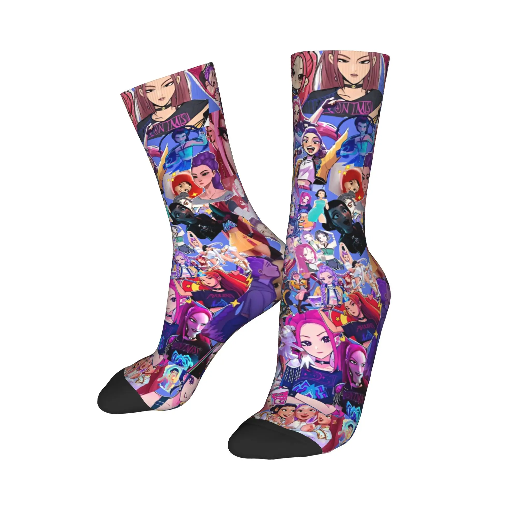 루미 미라 조이 케이팝 데몬 헌터즈 양말 겨울 스타킹 캐주얼 남성용 중간 두께 양말 그래픽 클라이밍 논슬립 양말