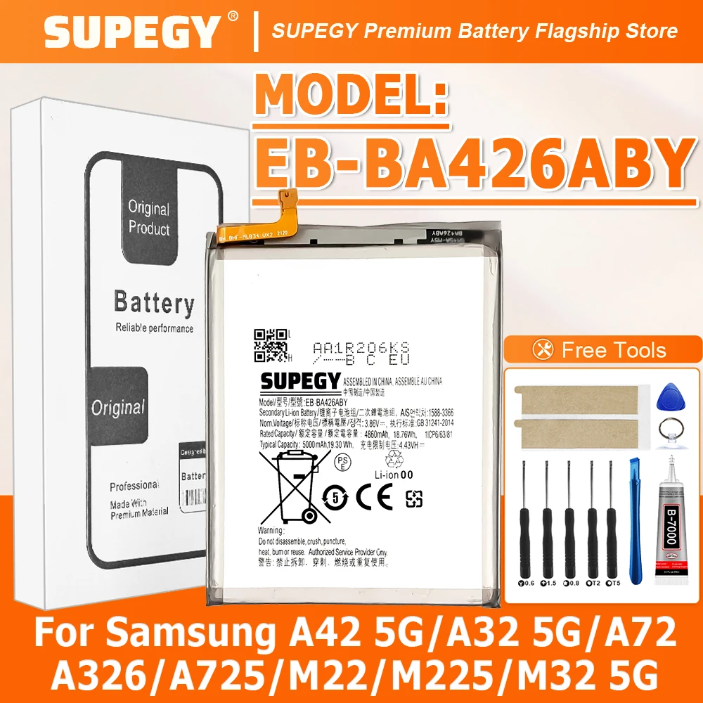 2026 years 100% New High Quanlity Battery EB-BA426ABY For Samsung A42 5G/A32 5G/A72/A326/A725/M22/M225/M32 5G Batteryry +Tools