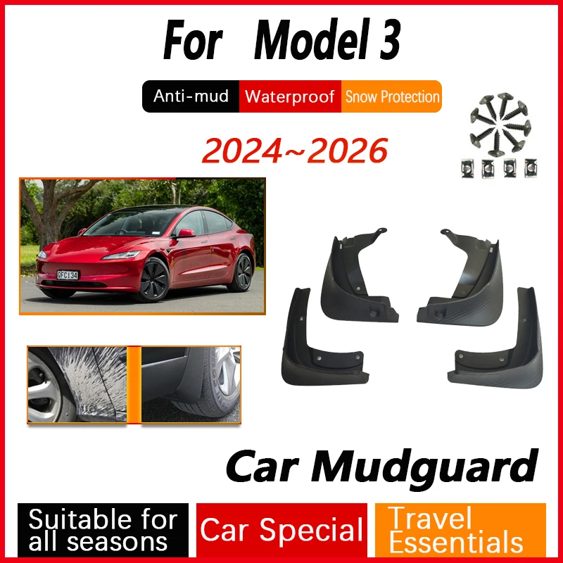 Car Mud Flaps For Tesla Model 3 Accessories 2024 2025 2026 Car Wheel Fender Antifreeze Mudguard Atuo Splash Mudflaps Accessories