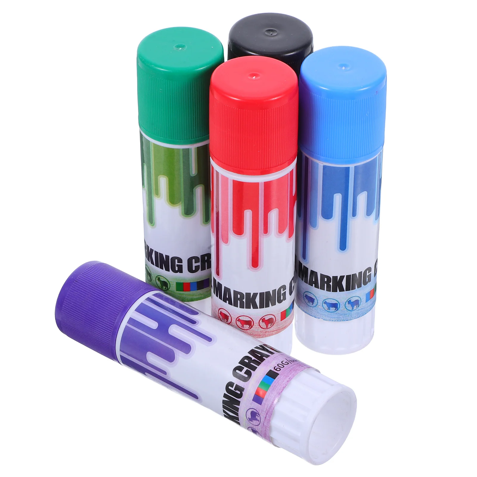 5Pcs Animal Marking Crayon Pen Livestock Identification Stick Smooth Application Waterproof for Pigs Cows Sheep Farm Use