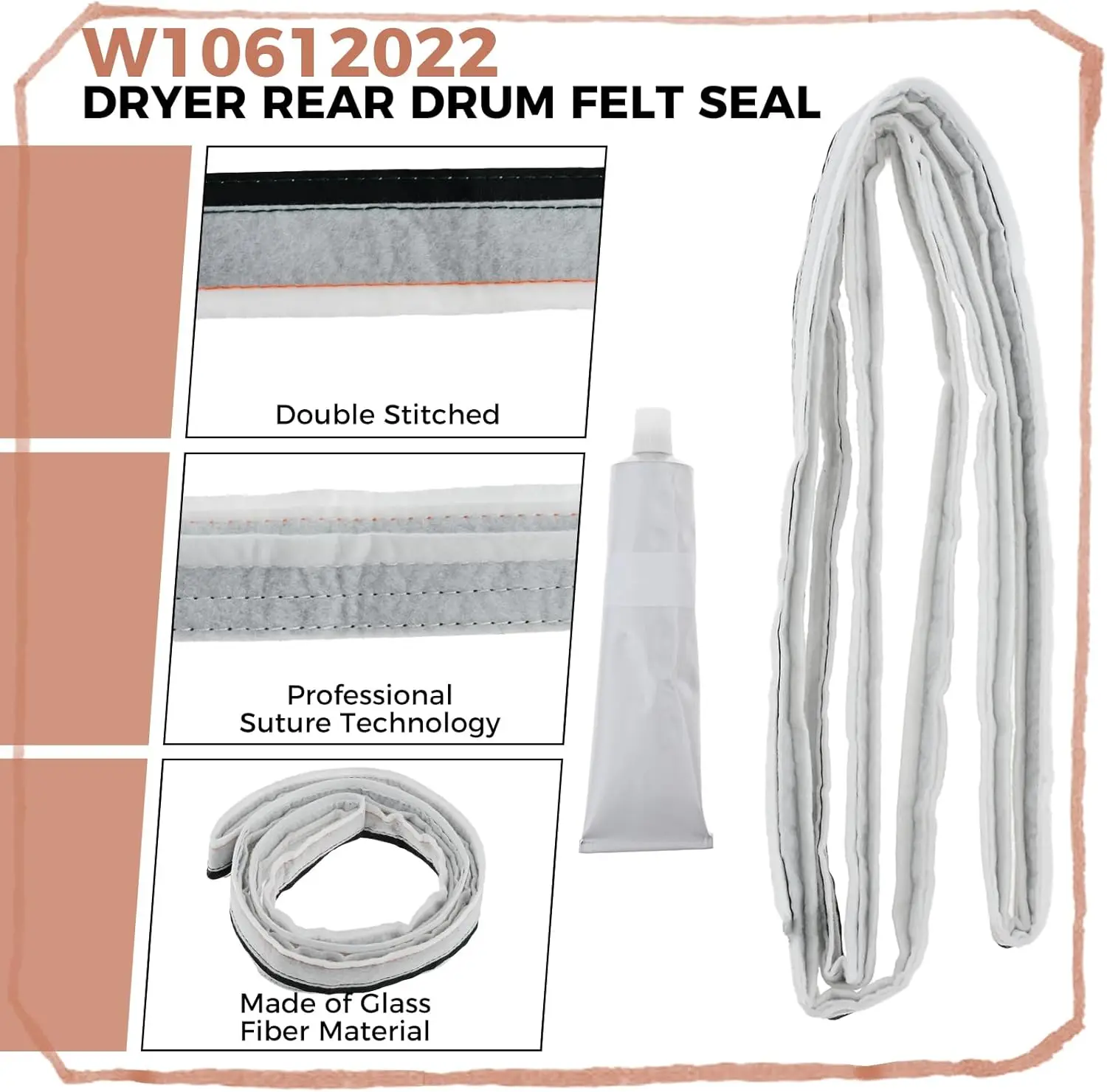 W10612022 مجفف الطبل الخلفي ورأى الختم لاستبدال دوامة كروسلي أمانا Maytag العقارية كينمور استبدال AP3094267 AP5737110 #3