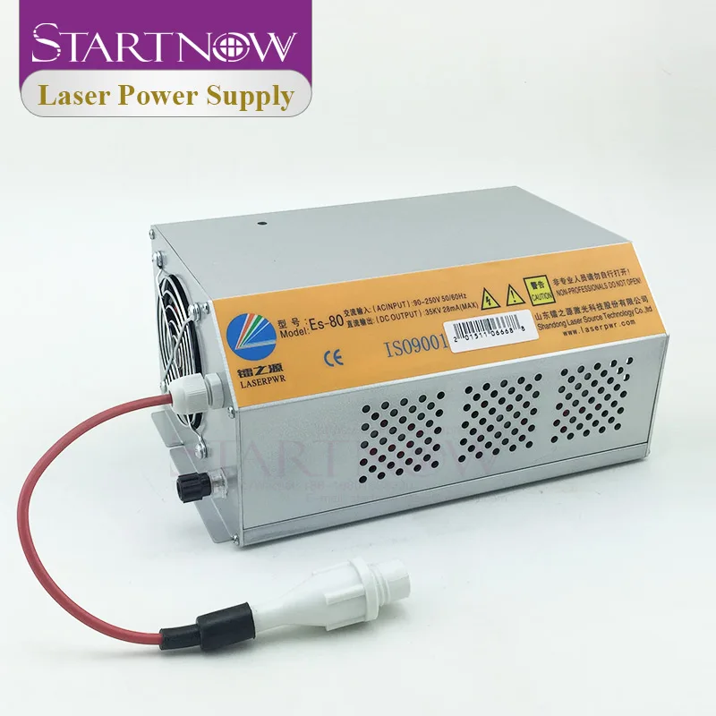 Startnow HY-ESA80 80W CO2 Laser Fonte de alimentação universal 110/220V de alta tensão ES Série 60-90W Gerador para máquina a laser