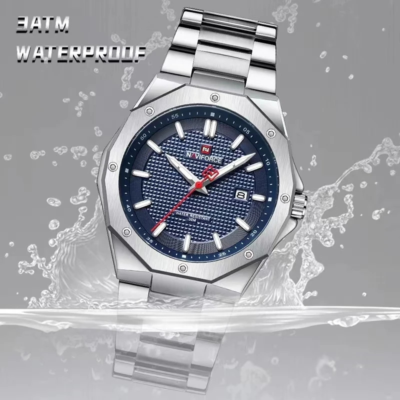 NAVIFORCE-Reloj de pulsera de cuarzo para Hombre, cronógrafo militar de acero inoxidable, resistente al agua, 9200S