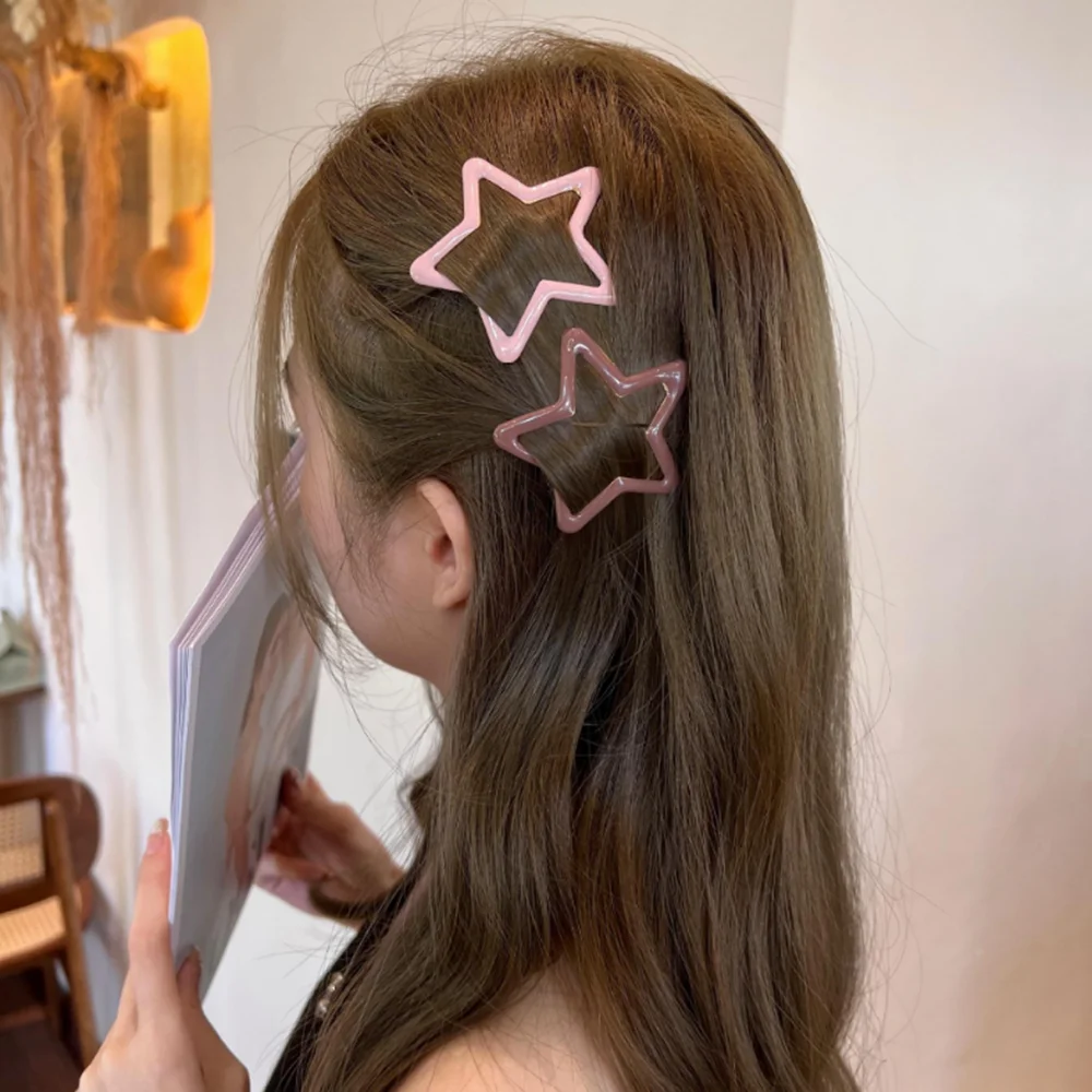 New Sweet Cool Hot Girl Five-Pointed Star Bb Clip Hairpin Cute Sweet Girl Heart Hair Clip Broken Hair Clip Simple Hair Clip