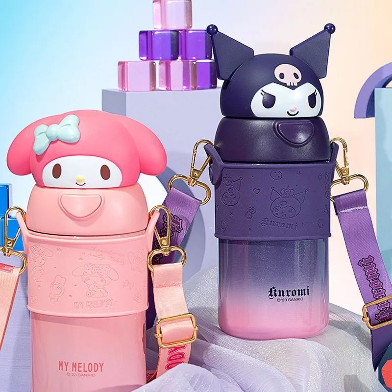 

Hot Sell Sanrio Kawaii Cinnamoroll Kuromi Melody Insulation Hot Water Cup With Straw Vacuum Thermos Bottle Kid Gift