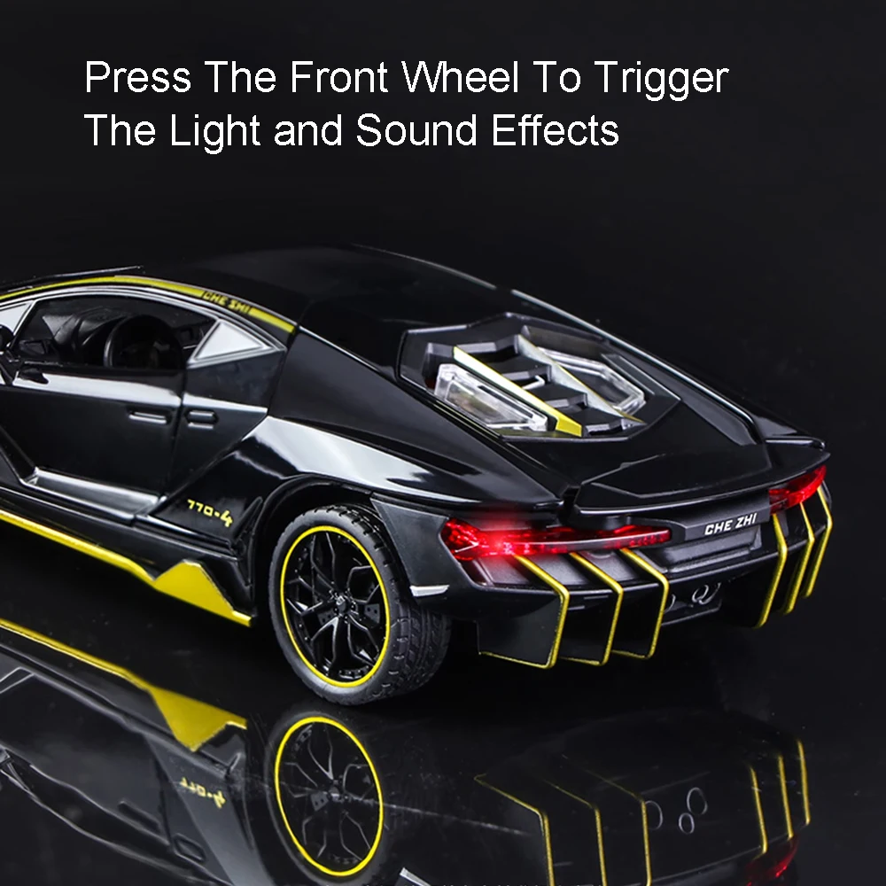 1:24 LP770 SVJ63 modèle de supercars en métal moulé sous pression Collection voiture de sport son lumière porte ouverte retirer Table de bureau ornement