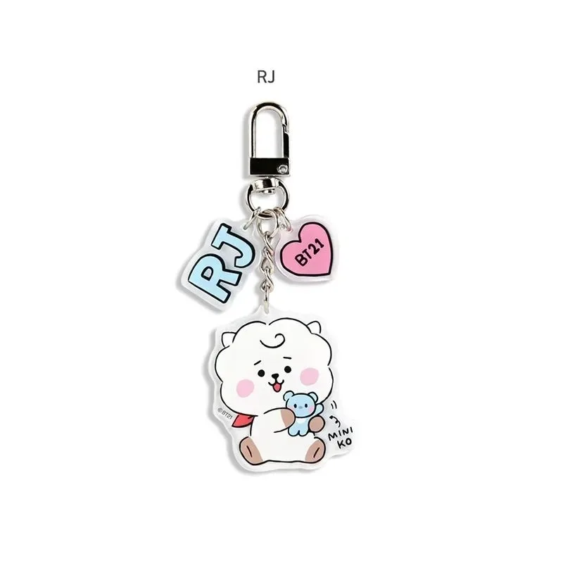 Kawaii BT21 المفاتيح الكرتون أنيمي لطيف RJ كويا كوكي الاكريليك على ظهره مفتاح سلسلة المحيطة هدية #3