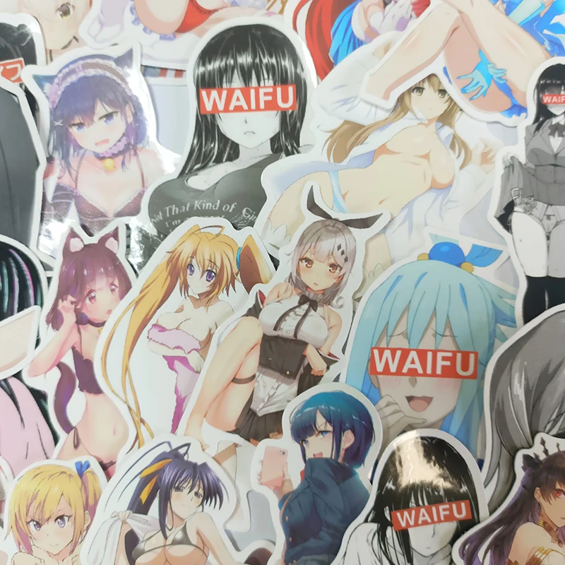 100 Uds. Sexy hermosa chica Anime dibujos animados Waifu pegatina traje de baño conejo chica impermeable Sitcker Notebook funda de teléfono decoración Juguetes