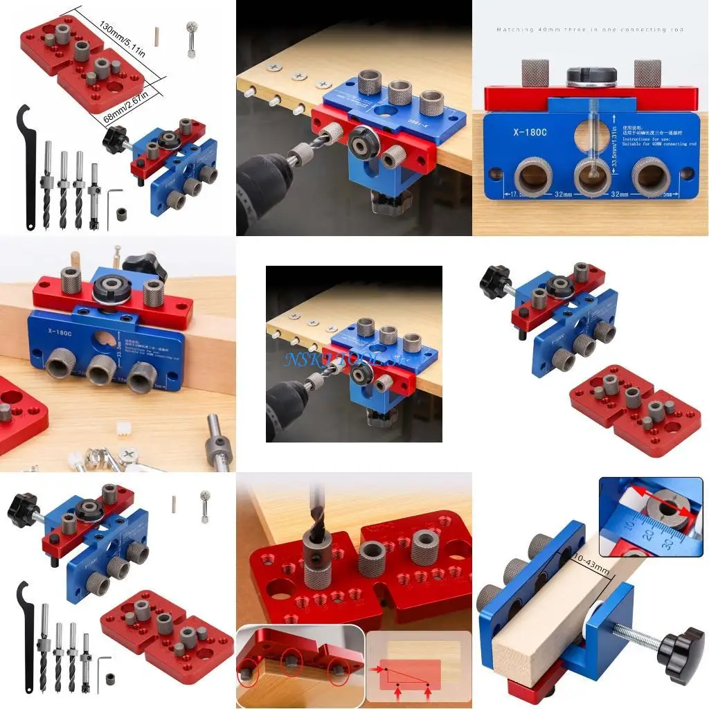 

L8RC Алюминиевая направляющая для сверла Деревообрабатывающий набор направляющих для сверла для достижения точной глубины с