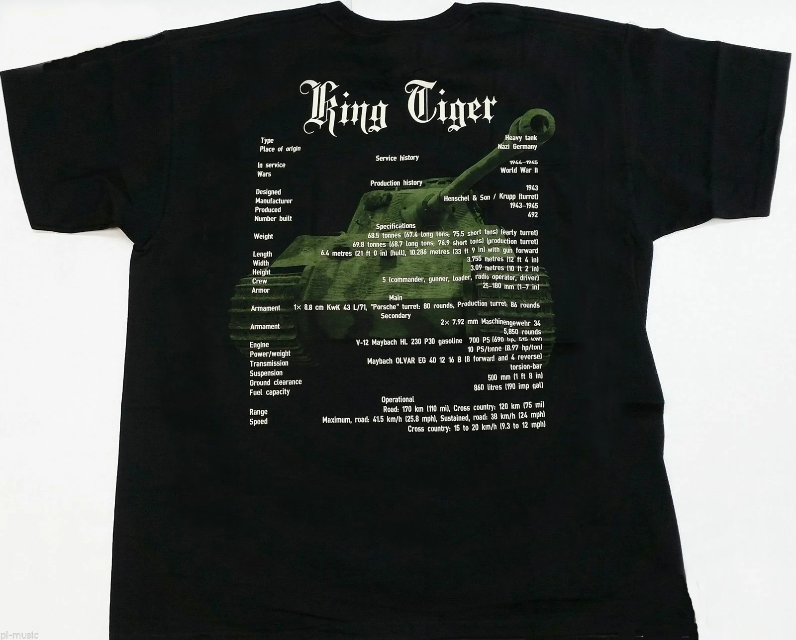 WWII German  King Tiger Panzer VI Tiger II Tank T-Shirt 100% Cotton O-Neck Short Sleeve Casual Mens T-shirt Size S-3XL