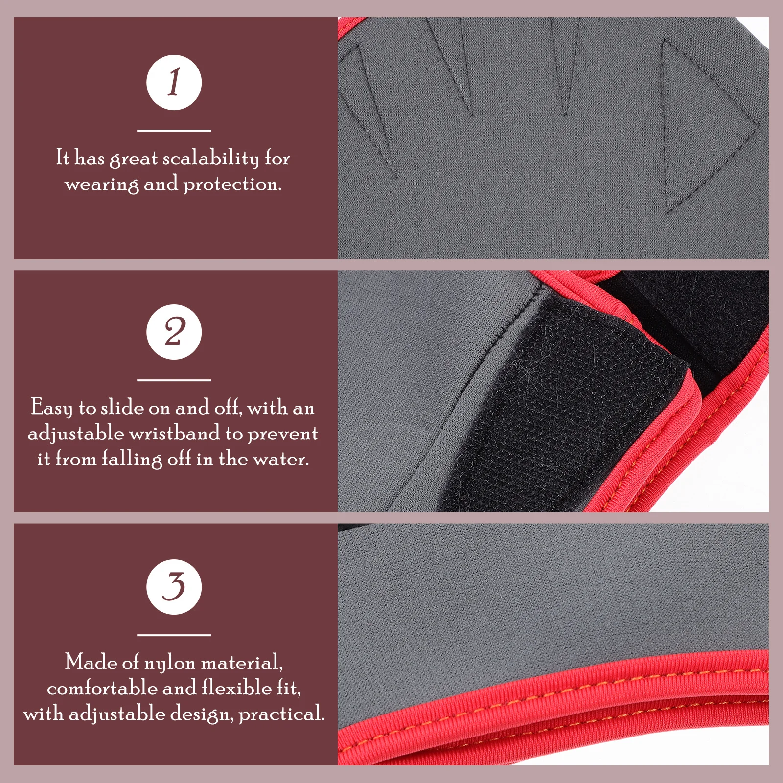 

1Pair Adjustable Swimming Gloves Nylon Material Comfortable Flexible Fit Surfing Diving Warm Protection Water Gloves