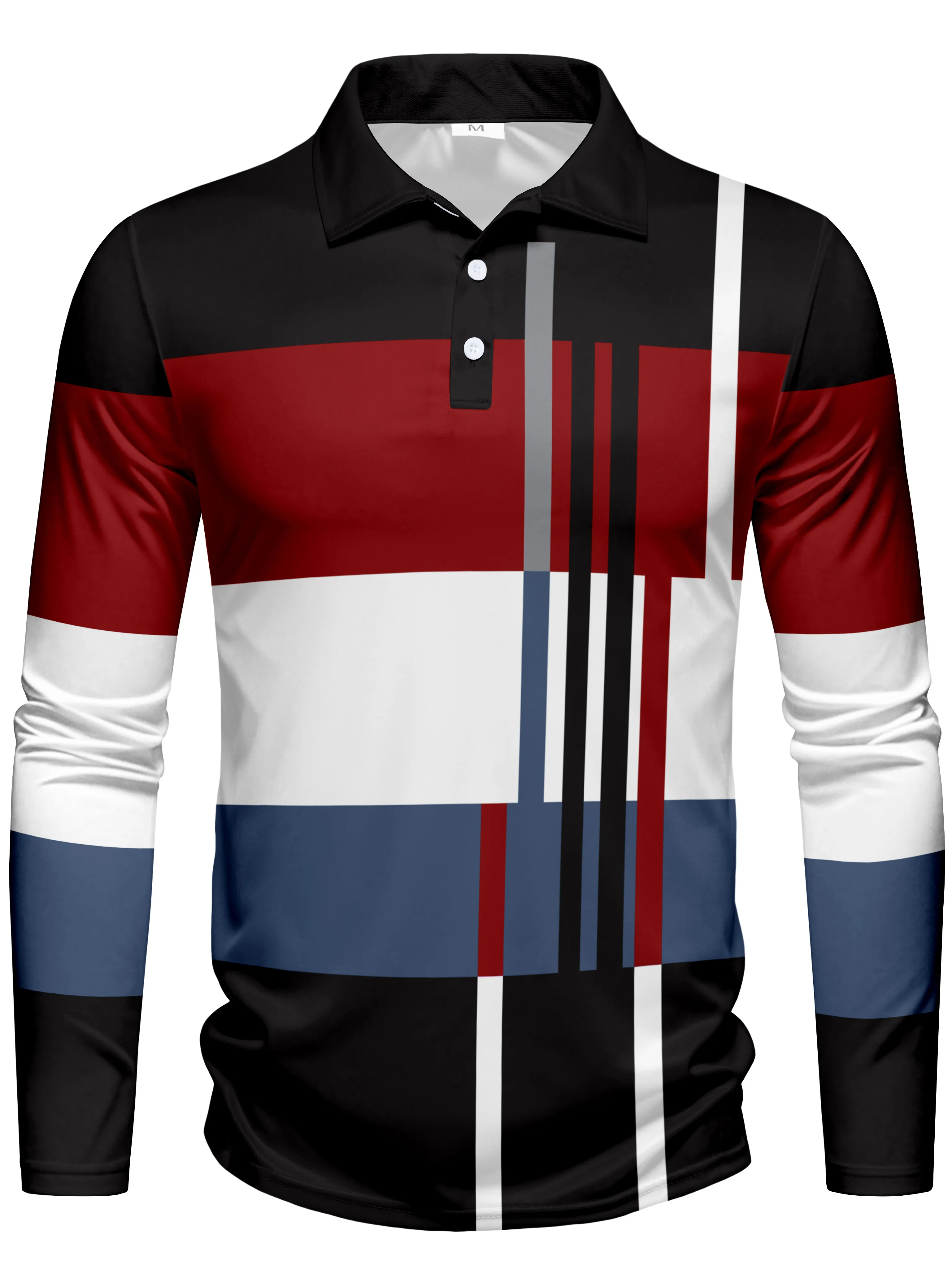 New men's casual lapel polo fashionable digital printing design, preferred for outdoor outings, machine washablea