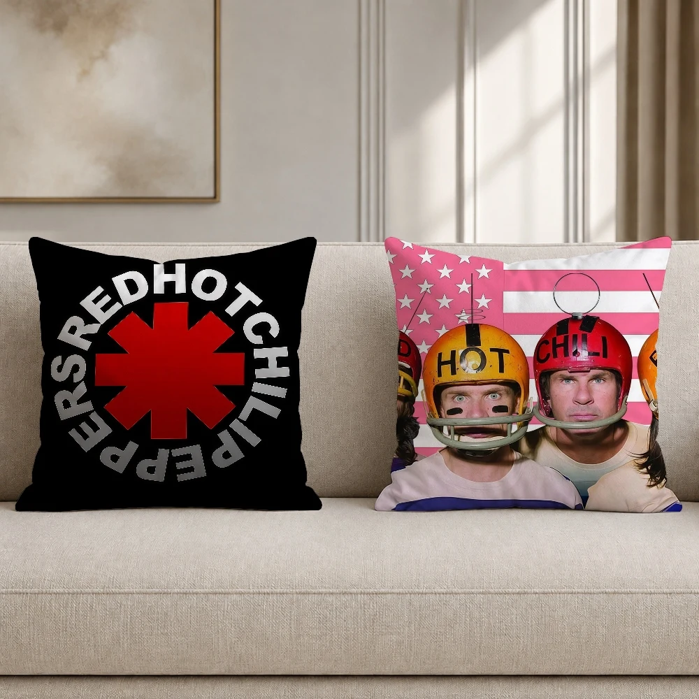 Red Hot C-Chili P-Peppers Rock Band Pillow Case Plush Pillow Cases Home Decoration Pillow Cover for Sofa Bed Chair Living Room