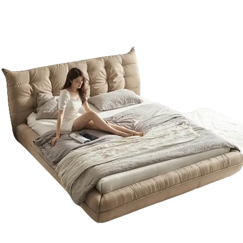 Headrest European Double Bed Designer High End Girls Queen Double Bed Bedroom Floor Sleeping Letto Matrimoniale Furniture