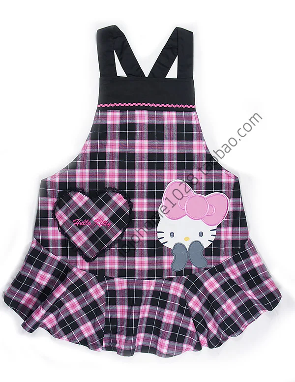 Japanese Hello Kitty Good Kitchen Apron Woman Thick Cotton Cooking Avental de Cozinha Divertido Pinafore Apron Dress Vintage