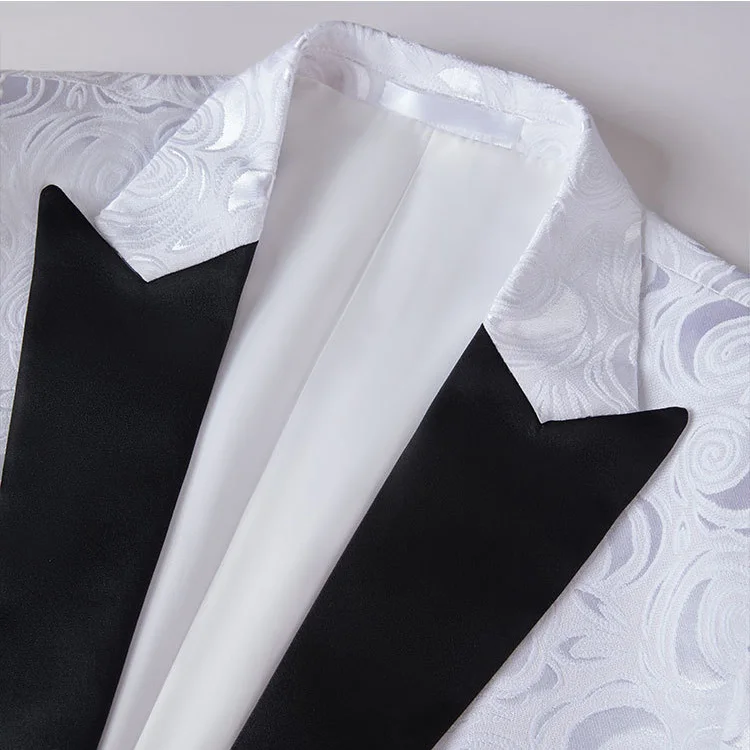 KIDWHXR البدلة مجموعات رجل مطبوعة المرقعة واحدة الصدر السترة الرجال مستقيم الساق بانت الذكور سليم المرحلة حفلة قطعتين الزي