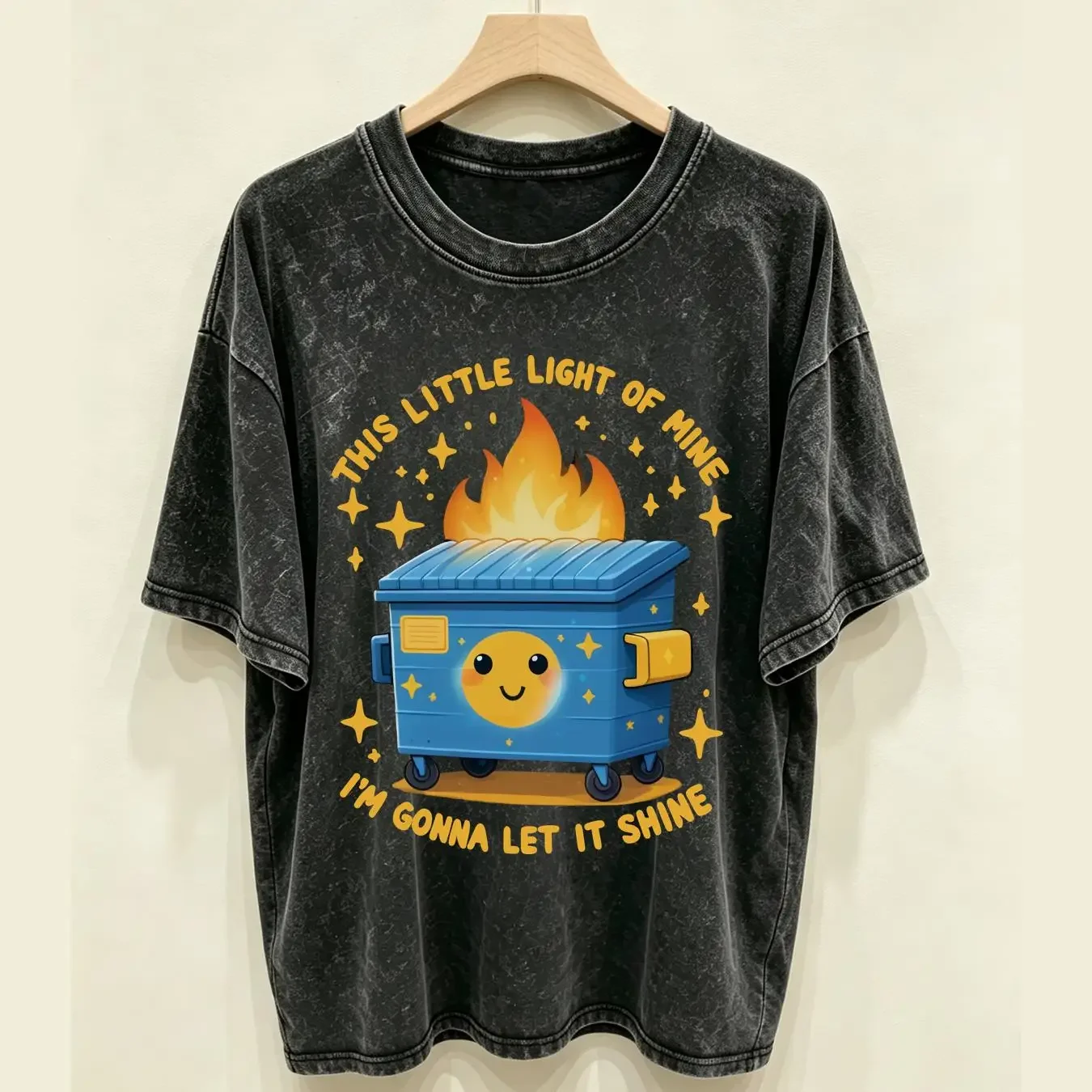 washed T Shirt Funny Dumpster Fire Sarcastic This Little Light Of Mine I'm Gonna Let It Shine Sassy Sayings vintage Washed