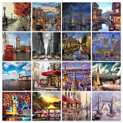 SDOYUNO London street landscape diy frame oil painting by numbers for adults kits paint by numbers picture on canvas wall art