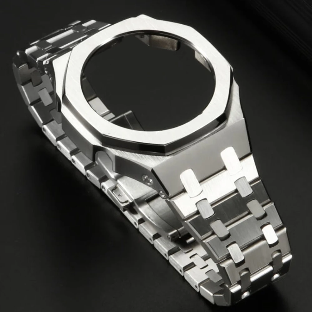 High-end GA2100 Mod Kit Metal Bezel Modification for G shock Casioak Luxury Modification Steel Watch Case Strap GA-2100 GA-2110