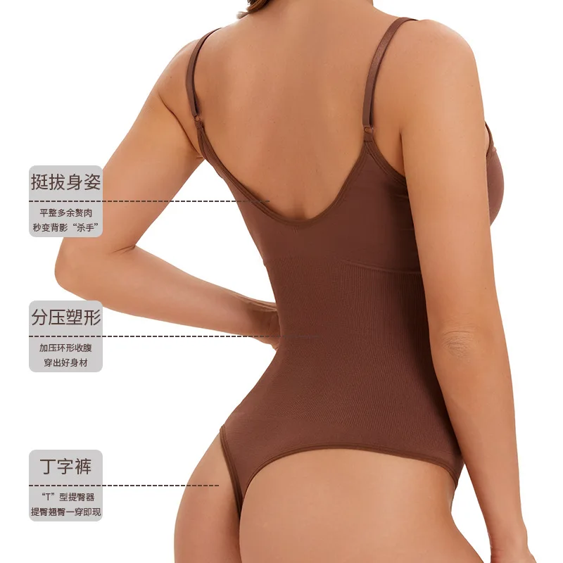 여성용 바디 슈트 Shapewear 요가 원활한 민소매 V 넥 Bodycon 점프 슈트 솔리드 컬러 스포츠 요가 피트니스 여름 2024