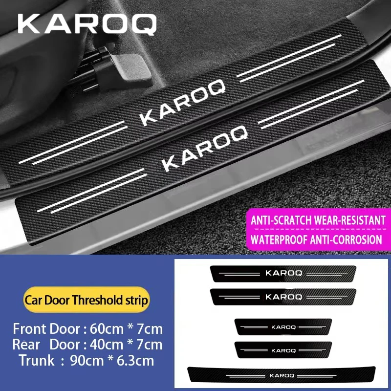 Anti‑scratch Car Threshold Protection Strip Stickers For Skoda Karoq Logo Trunk Bumper Guards Protective Strips Car Accessories