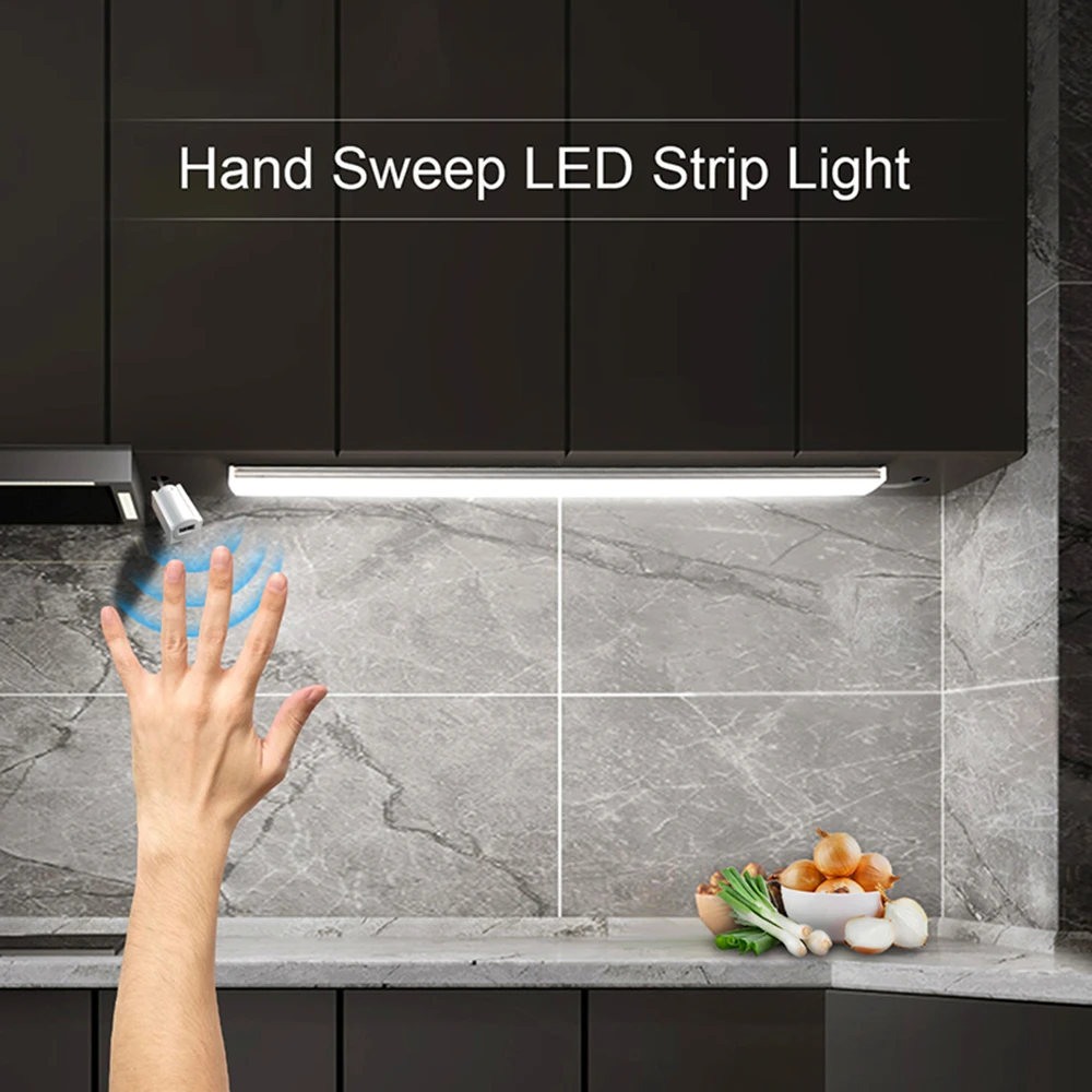

LED Cabinet Light with Hand Scan Motion Sensor,30/40/50cm Ultra Thin Aluminum Bar Lamp Kitchen Closet Wardrobe Night Lamp Closet