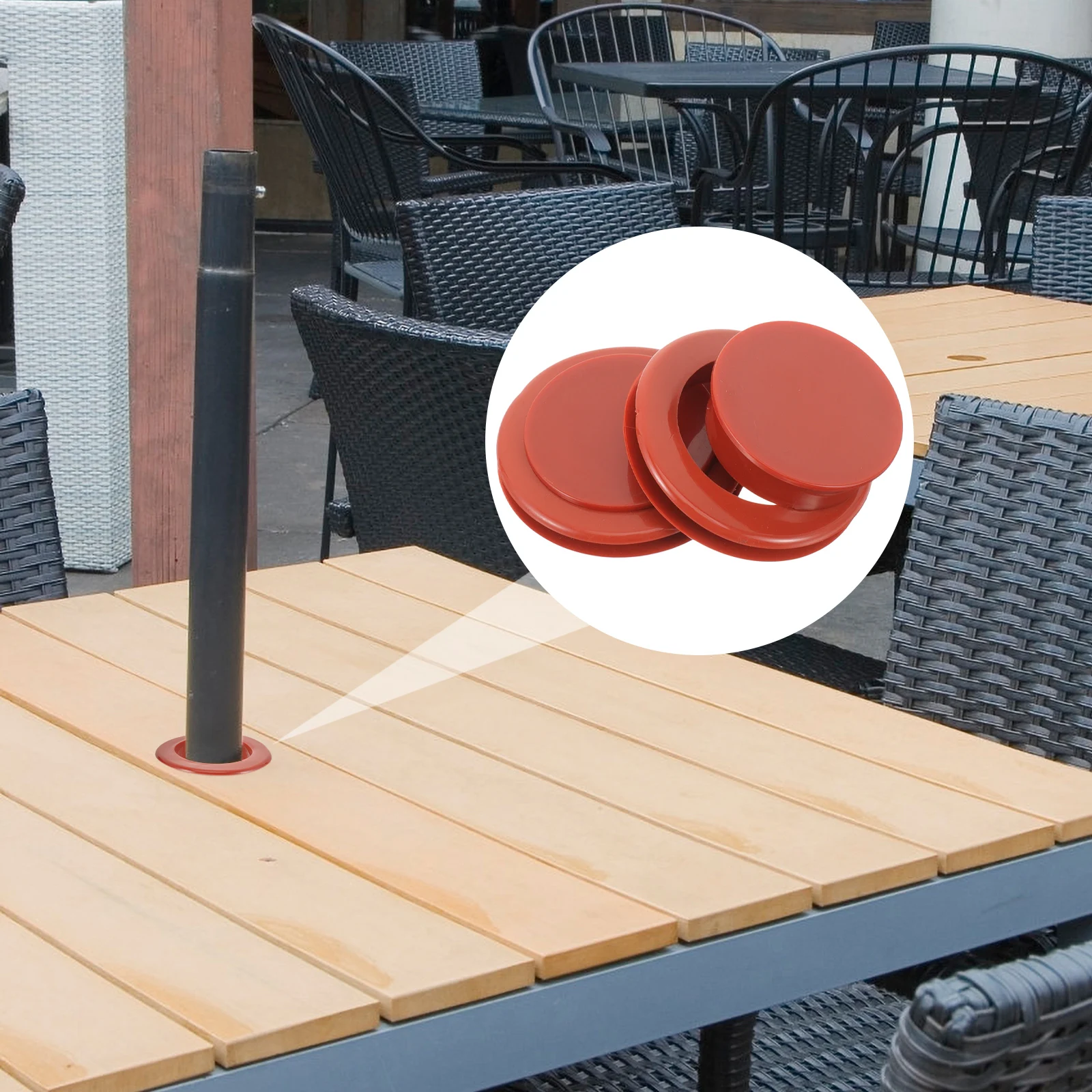 2pcs Silicone Umbrella Hole Ring Caps Durable Table Umbrella Rings Outdoor Parasol Fixation Rings For Patio Shop Use