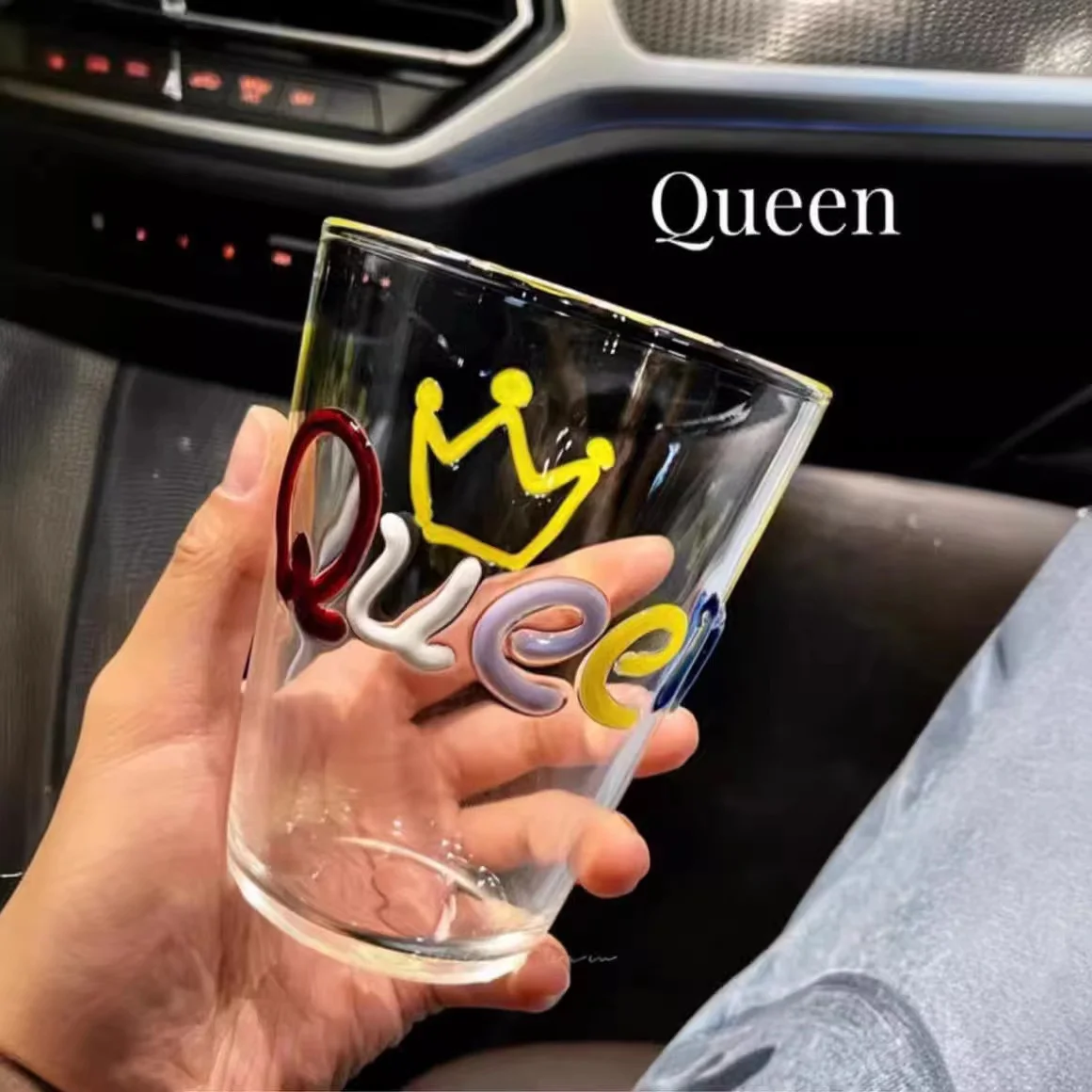 New Handmade Colorful Letter Glass Cup Smile Face Tumbler Large Capacity Water Mug Birthday Gift Couples Milk Cup