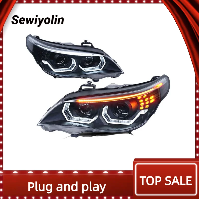 

For BMW 5 Series E60 2003-2010 Car Accessories Headlight Assembly LED Lights Lamp DRL Signal Plug And Play