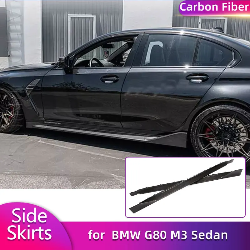 

Carbon Fiber Side Skirts Extensions for BMW G80 M3 Sedan 4-Door 2021+ Car Racing Side Door Bumper Apron Lip Spoiler Body Kits