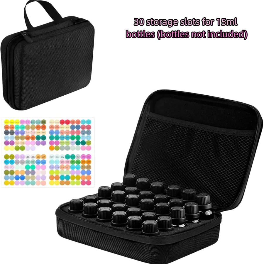 EVA Essential Oil / Diamond Painting Tool Storage Case – Portable Hard-Shell Case with 30 Slots; Compatible with 5ml, 10ml, and 15ml Bottles (Blue)