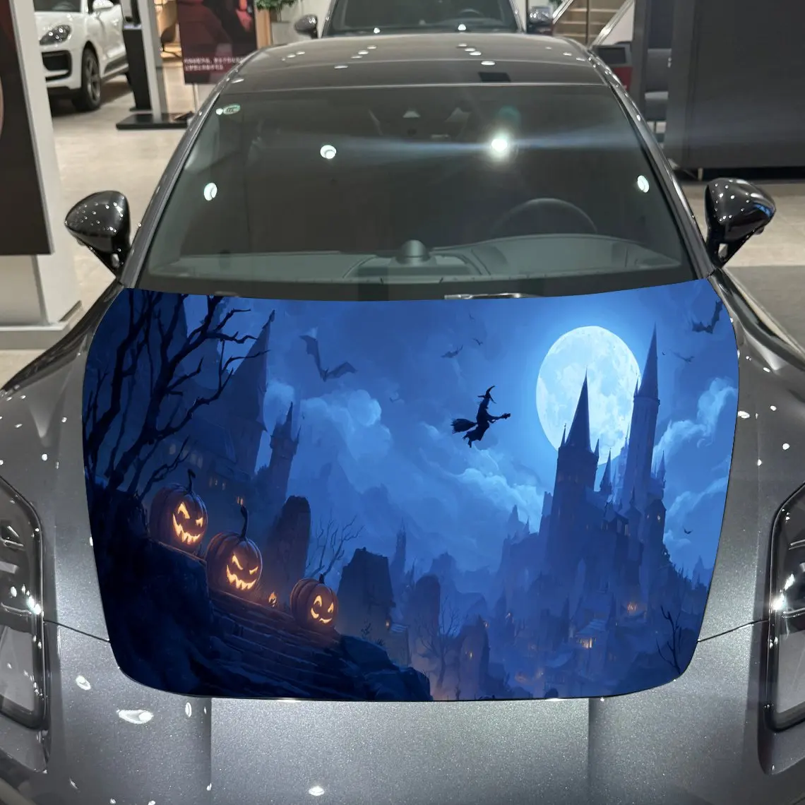 

Dark Gothic Full Moon Witch's Haunted Castle Car Hood Vinyl Stickers Car Surface Protection Decal Car Decoration Cover Vinyl Wra