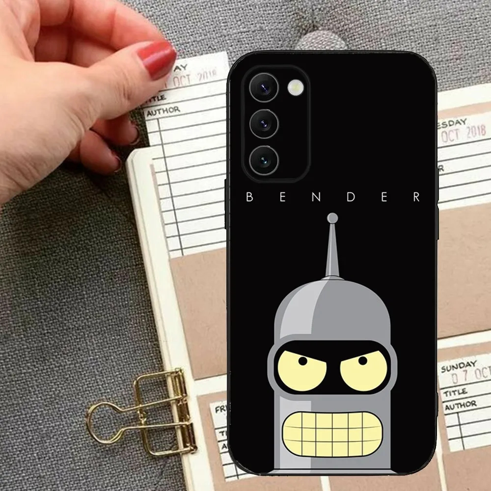 Anime Phone Case For Samsung S24,23,22,30,21,10,9,Ultra,Plus,Lite,FE,5G F-Futurama B-Bender Black Soft Case