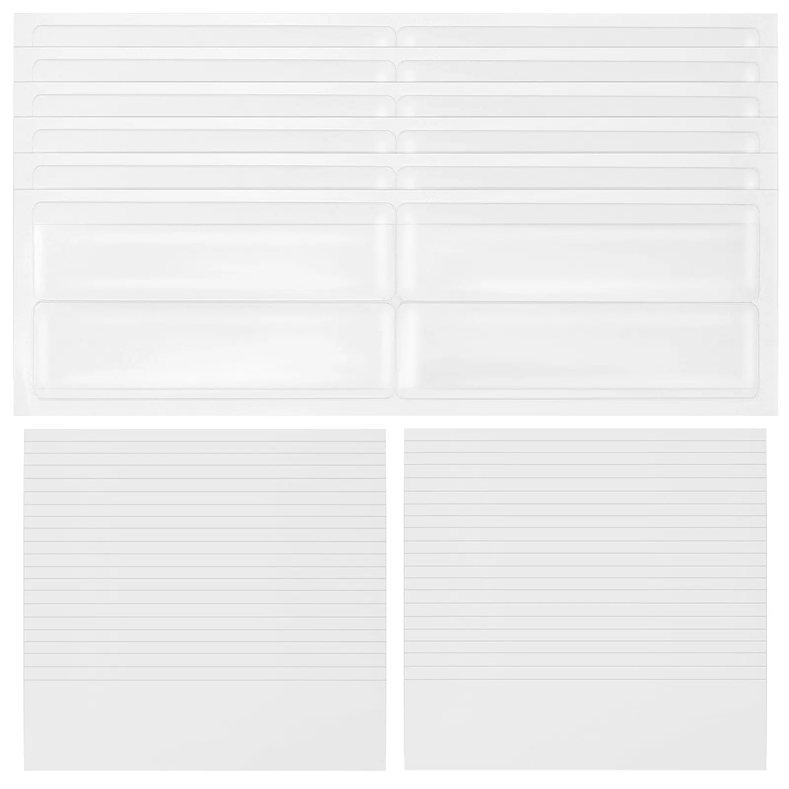 

1Set Clear Adhesive Label Holders Plastic Pocket Sleeves with Refillable Paper Labels for Filing Cabinets Storage Boxes