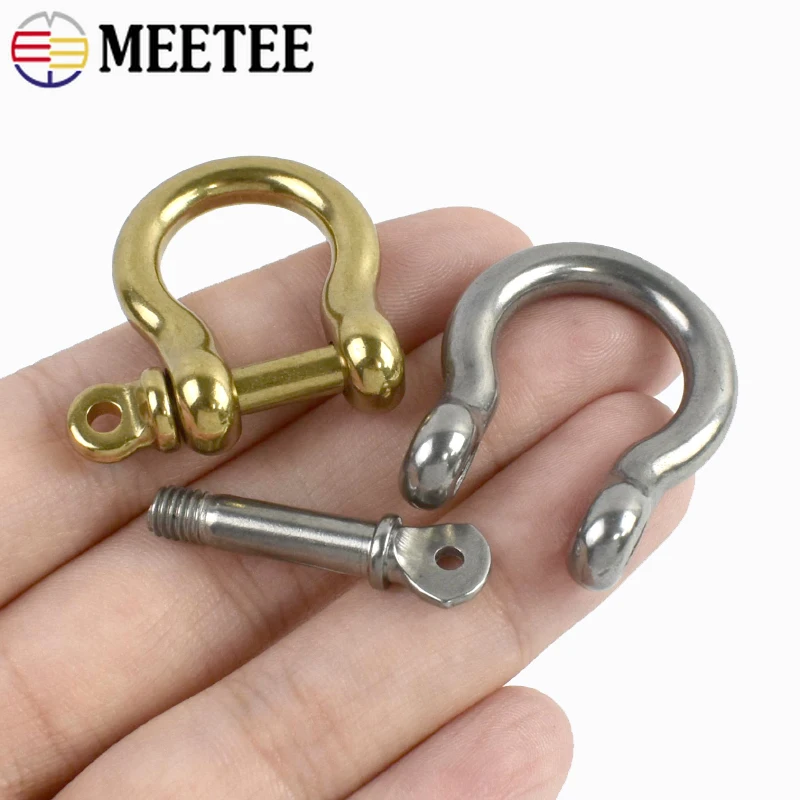 2/4/5Pcs 6-10mm Solid Brass Horseshoe Buckle Detachable Metal D Ring Clasp Copper Hook Buckles Keyring Fastener DIY Accessories 2