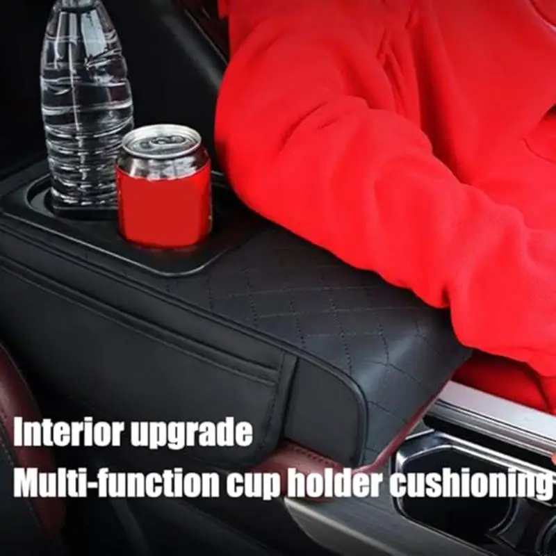   Universal Auto Armrest Cover with Built In Cup Holder & Smartphone Stand for Car