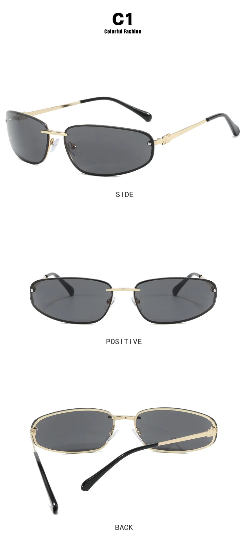 Y2K Sonnenbrillen für Damen, Modemarke, Legierung, kleine quadratische Sonnenbrillen, Herren, Vintage, Hip-Hop, Spiegelgläser, UV400, Outdoor, zum Autofahren – Detail 11