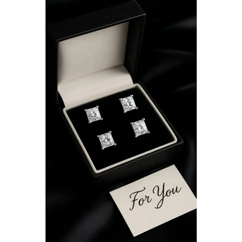 

Набор из 4 пар серебряных сережек-гвоздиков с квадратными фианитами 925 пробы, 3, 4, 5, 6 мм, для женщин и мужчин
